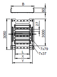 CABLE LADDER, galvanized, 60x100mm, length of 3.05m