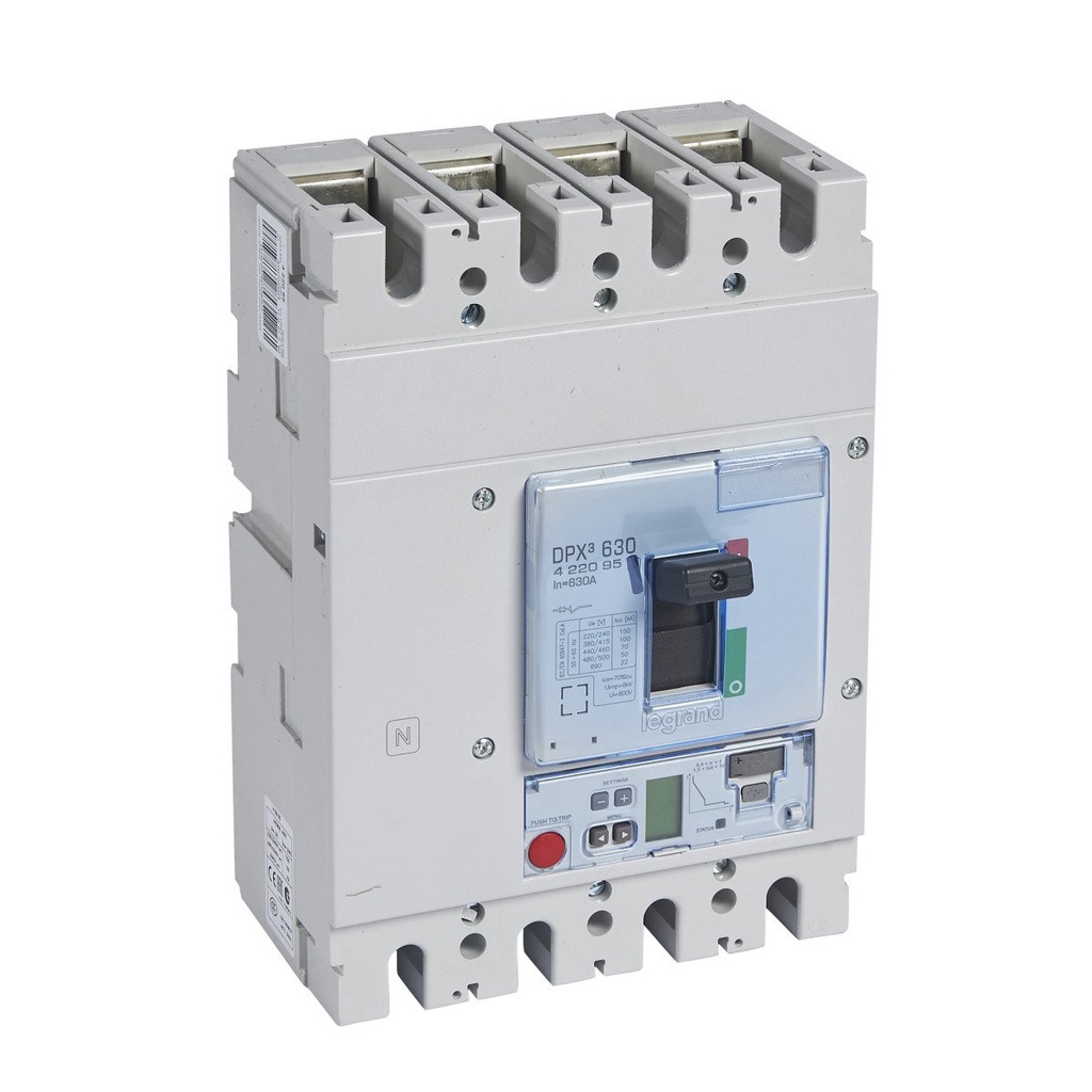 BREAKER RCBO, 630A 0.03-3A adjustable 36kA, 4P mould.