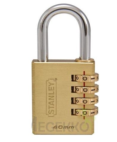 PADLOCK 4 numbers, brass, 40mm, open shackle, for indoor