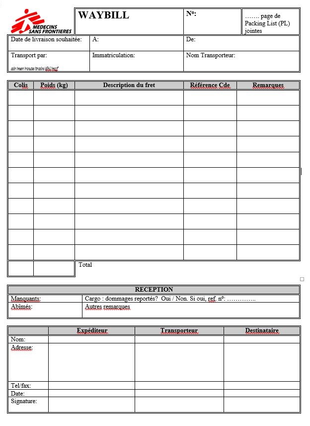 WAYBILL freight, A4, self-copying x3, French, bloc