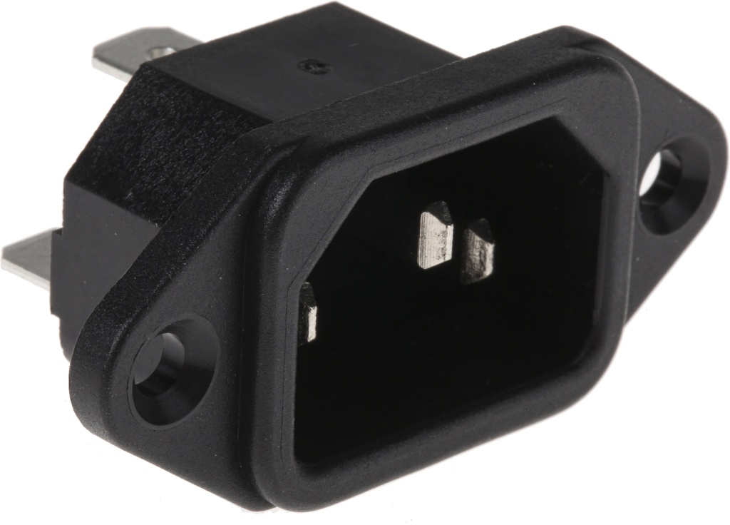 MALE POWER OUTLET IEC C14 straight, 10A, 250V, rewirable