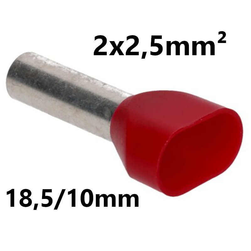EMBOUT DE CABLE isolé, 2x2,5mm², 18,5/10mm