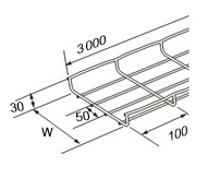 CHEMIN DE CABLES, 30x200mm, acier galva., longueur de 3m