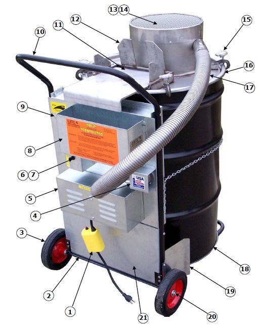 (Elastec SmartAsh) COUVERCLE DE FUT assemblage (4LID-DR010)