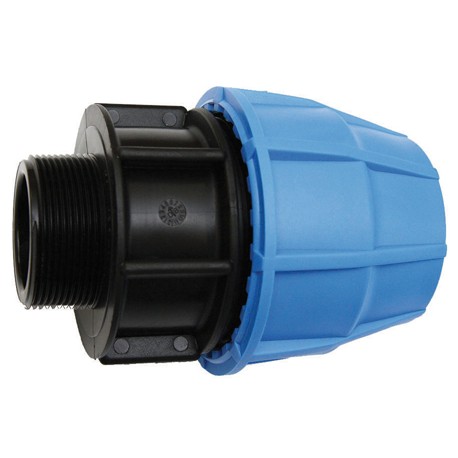 ADAPTER COUPLING compr/threaded, PP, Ø 40mm-⁵⁄₄", male, NP16