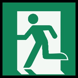 PICTOGRAM emergency exit left, rigid plastic, 250x250mm