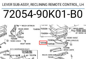 (HZJ7# RHD) LEVER SUB-ASSY, RECLINING REMOTE CONTROL LEFT