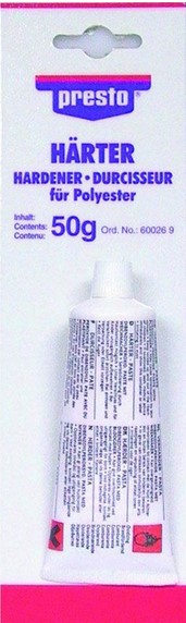 DURCISSEUR pour résine ou mastic polyester, tube de 50g