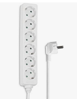 MULTI-OUTLET EXT, 3G1.5²/3m, 6x2P+E/16A, Schuko