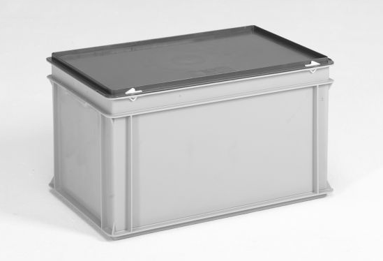 PLASTIC BOX, plastic, 63l, 600x400x340mm, grey + lid