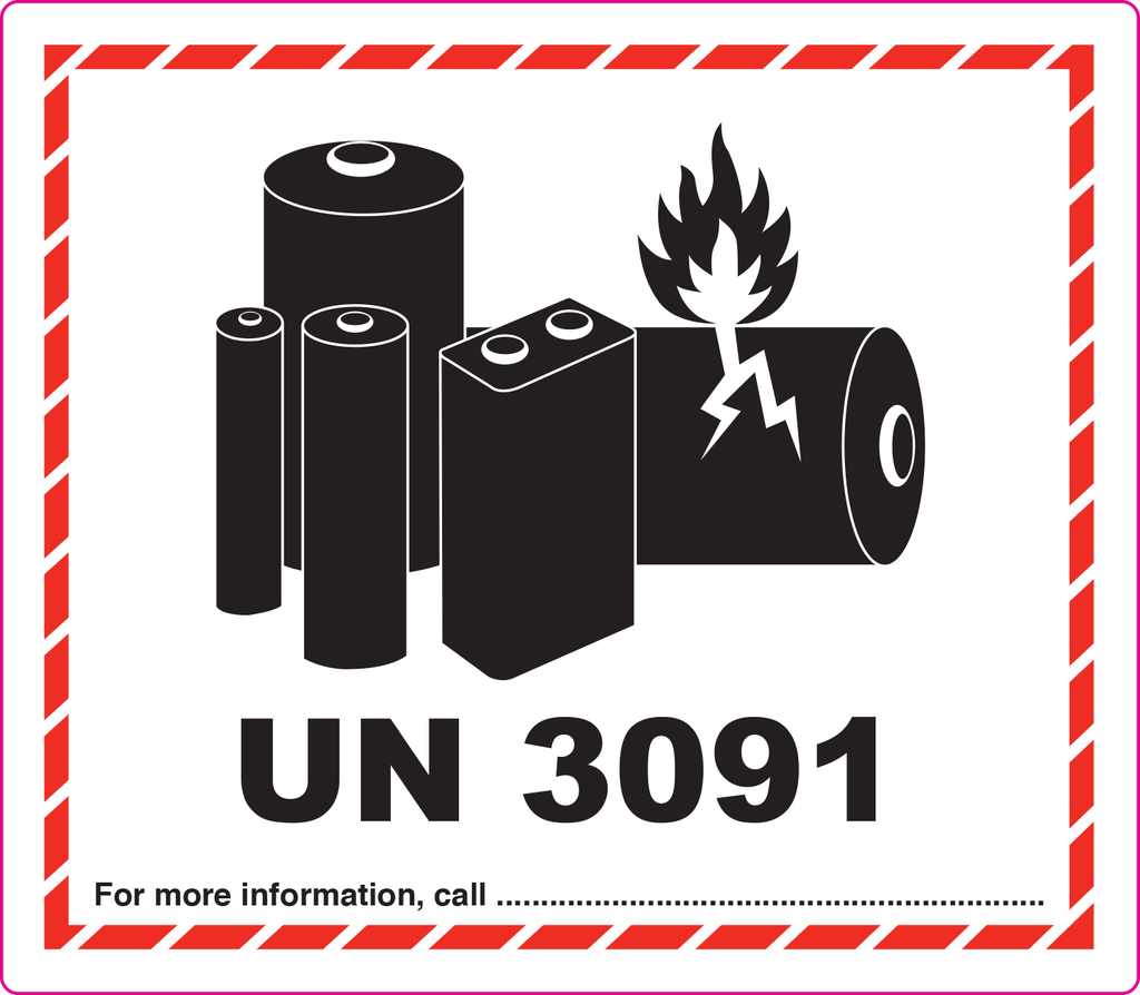 STICKER UN3091, Lithium Metal Batteries, 120x110mm, w/in eqp