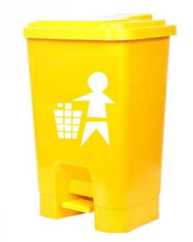 RUBBISH BIN pedal, plastic, 30l, yellow + lid