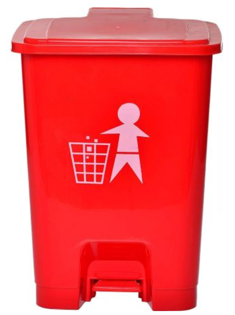 RUBBISH BIN pedal, plastic, 30l, red + lid