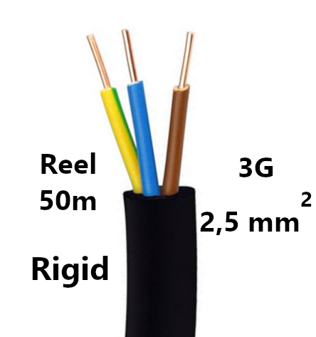 CABLE rigide, 3G2,5mm², bobine 50m