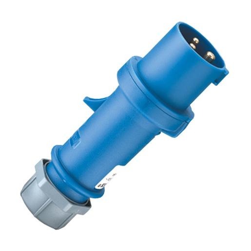 FICHE mâle, CEE 3P 32A 230V, IP44,bleu,presse étoupe ancrage