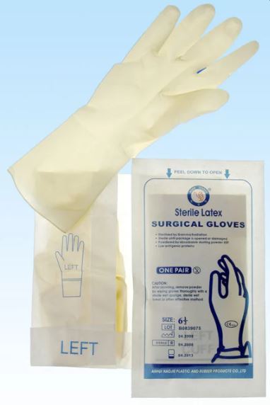 GLOVES, SURGICAL, latex, s.u., sterile, pair, 6.5