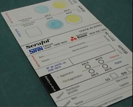 CARTE CONTROLE AU LIT DU PATIENT compatibilité ABO (Serafol)