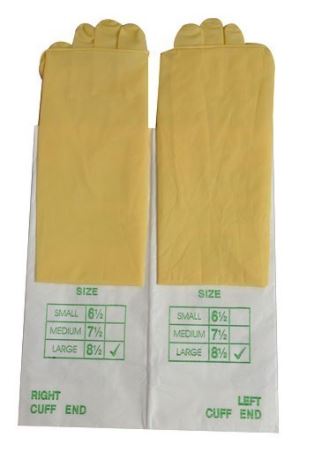 GLOVES, GYNAECOLOGICAL, latex, s.u., sterile, pair, 8.5
