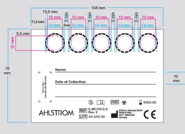 SAMPLE COLLECTION CARD, 5 circles perforated (Munksjö)