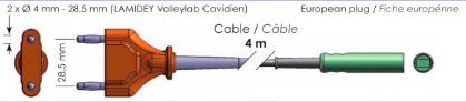 (MC2/SEAL) CABLE BIPOLAIRE 4m, 2xØ4mm,28.5mm conn.EU V11F242