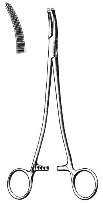 FORCEPS, PERITONEAL, FAURE, 21 cm, slightly curved 16-83-21