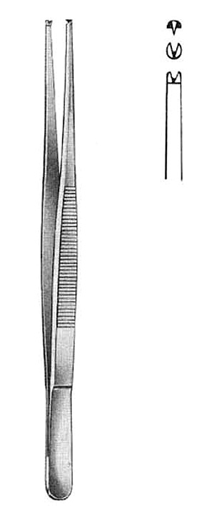 FORCEPS, TISSUE, STAND, 1x2 teeth, straight 14.5 cm 06-05-14