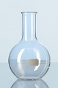 FLASK, BULB SHAPED, glass, flat bottom, narrow neck 1 l