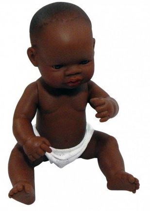 INFANT DOLL, BOY, realistic, black, 42 cm