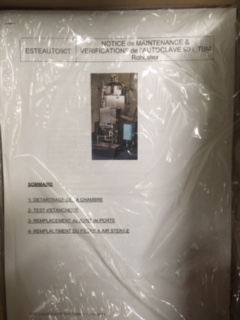 (autoclave TBM 90 l) NOTICE DE MAINTENANCE & VERIFICATION