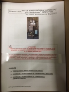 (autoclave TBM 90 l) NOTICE DE REPARATION