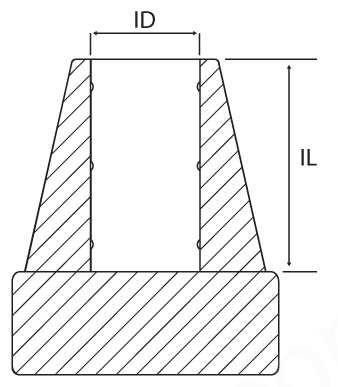 EMBOUT POUR BEQUILLE, caoutchouc, DI 19mm, LI 44mm