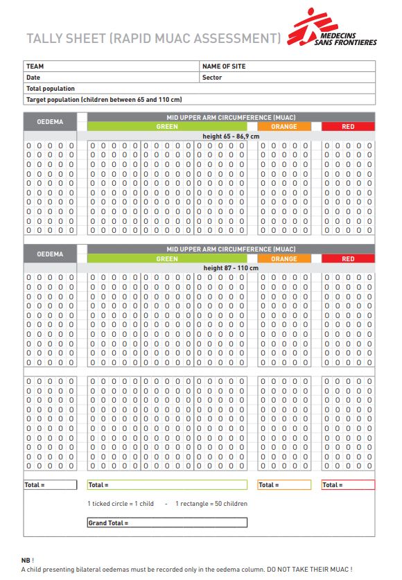 TALLY SHEET MUAC, English, A4 recto