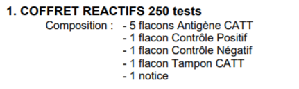 TEST TRYPANOSOMA gambiense (CATT), réactif, st, 1 test