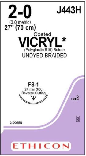 SUT. ABS. braided (2/0) needle 3/8 24 mm rev.cutting