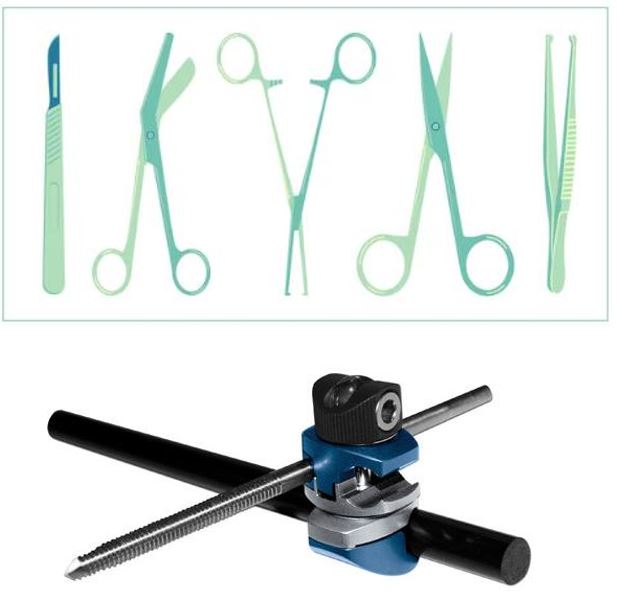 SET FRACTURE OUVERTE jambe, instrum. + fixateur ext.Orthofix