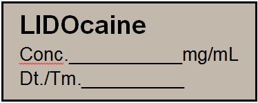 ETIQUETTE pour Lidocaine, rouleau