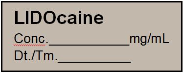 LABEL for Lidocaine, roll