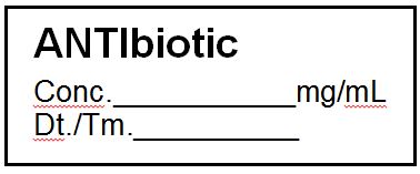 ETIQUETTE pour antibiotique, rouleau