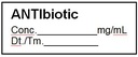 ETIQUETTE pour antibiotique, rouleau