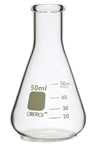 FLASK ERLENMEYER, glass, narrow neck, graduated 50 ml