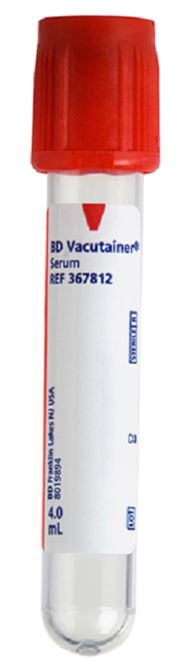 (blds.syst.) TUBE, VACUUM, plastic, SERUM, 4 ml, red