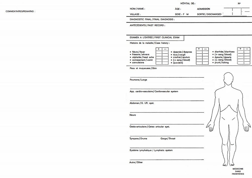 CARD, HOSPITALIZATION, French/English, A3 recto/verso