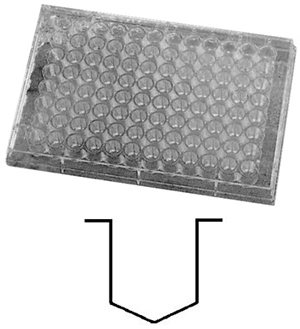 PLATE, MICROTITRATION, DAT test, 96 wells, V-shaped bottom