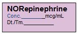 ETIQUETTE pour Norepinephrine, rouleau