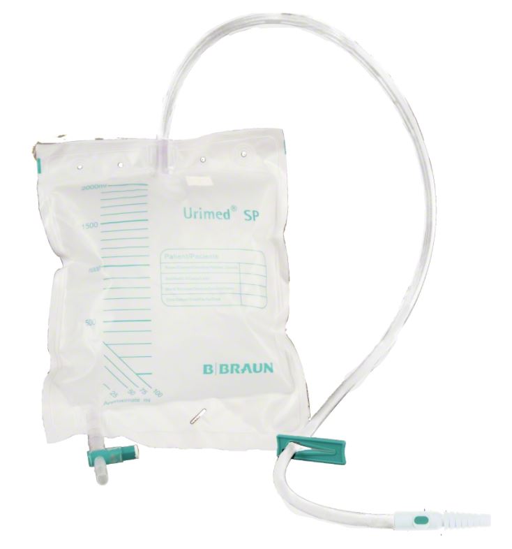 POCHE A URINE 2 l, drain.,valves antireflux, site prél.,stér