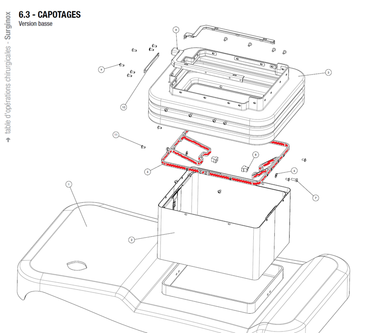 (op. table Stéris) COLUMN SUPPORT FRAME V343801002