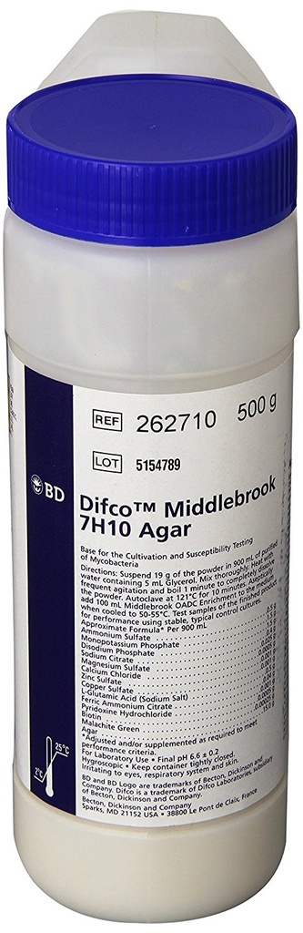 MIDDLEBROOK 7H10 AGAR, déshydraté 500g [BD-262710]