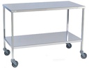 INSTRUMENT TABLE, 120 x 60 cm, 2 shelves, on castors