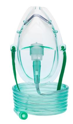 OXYGEN FACE MASK, simple, with tubing, adult size