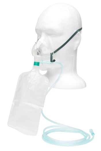 OXYGEN FACE MASK, non-rebreathing + tubing, adult